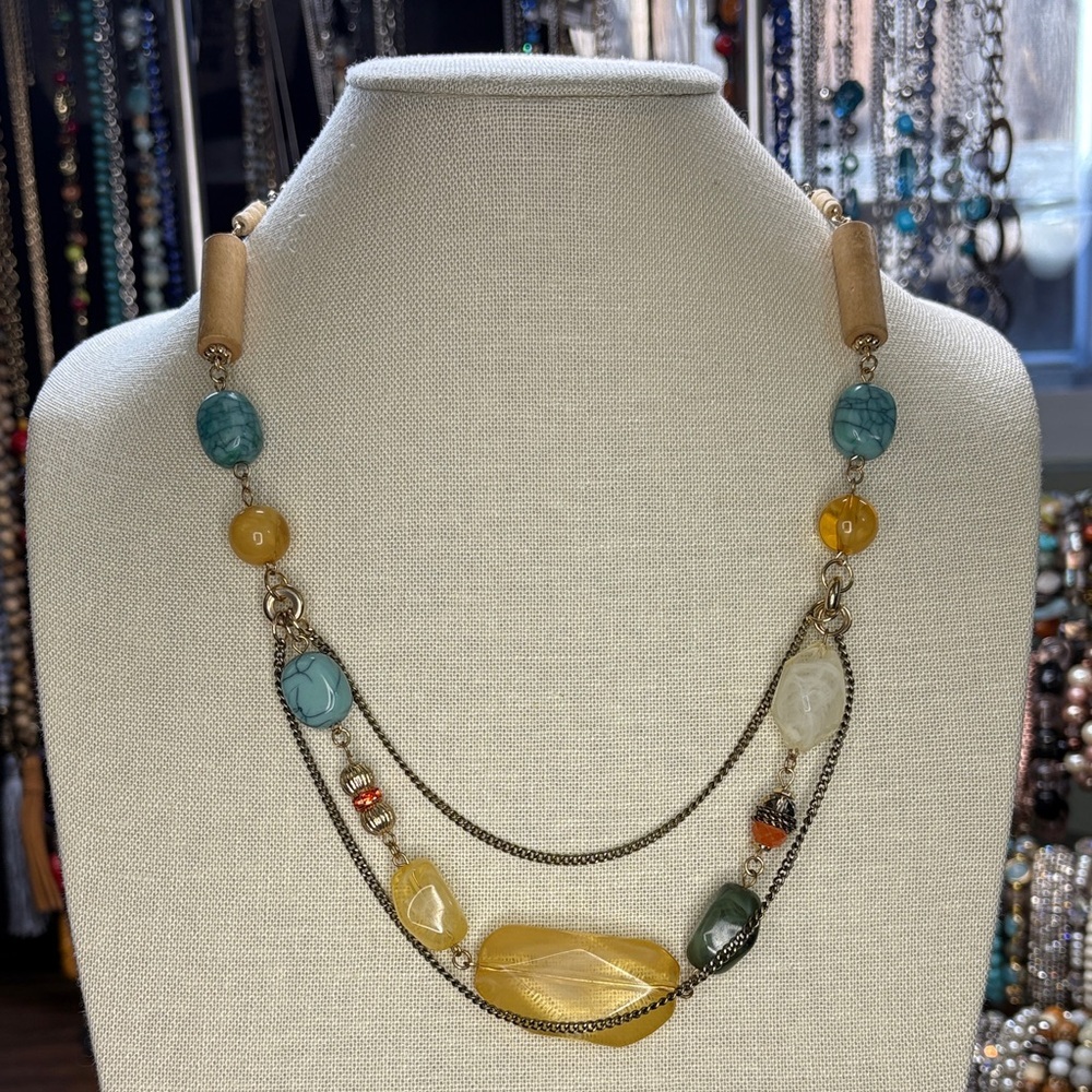 Avenue Multicolor Beaded Necklace with Gold Accents